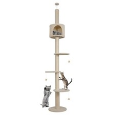 Floor to Ceiling Cat Tree Tower Cat Climbing Activity Center w/Scratching Post