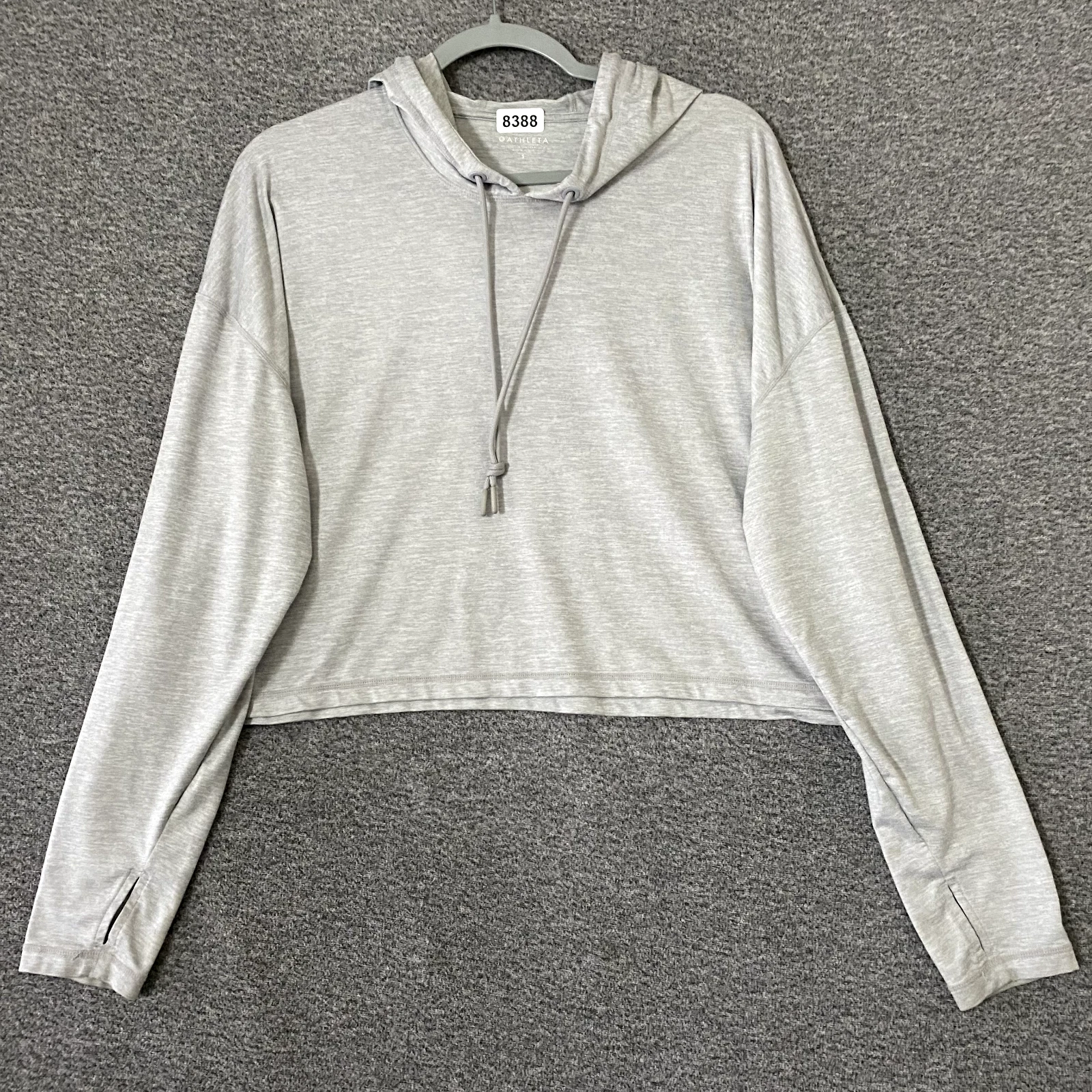 Athleta Women's Size Small Gray Polyester Long Sleeve Hooded Cropped Sweater