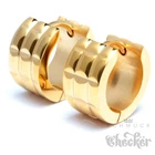 Stainless Steel Men Earrings Special Hinged Hoop Hand Grenade Gold Polished NEW