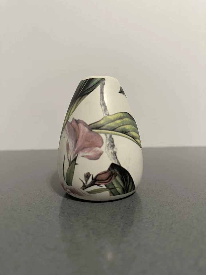 Vintage Small White Vase Hand Painted Floral Teardrop Shape Studio Art Pottery - Image 2 of 4