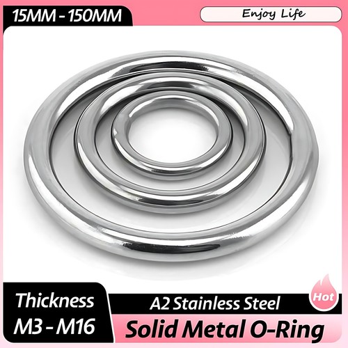 A2 Stainless Steel Heavy Duty Solid Metal O Ring Welded Smooth Round Rings - Afbeelding 1 van 9