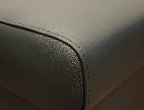 Dunkelbraunes Echt Leder Hocker Sitzhocker Fußhocker Leder Puff 60x55 - Bild 4 von 6