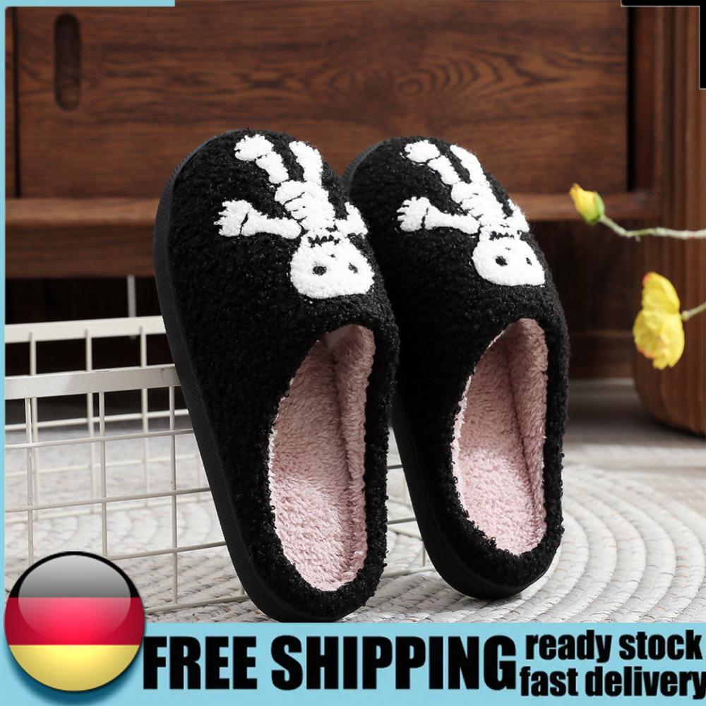 APL Halloween Plush Slippers Skeleton Slippers Comfortable Soft for Autumn Winter