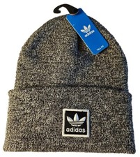 adidas Originals Grove Beanie Trefoil Logo Unisex Hat Heather Grey/White