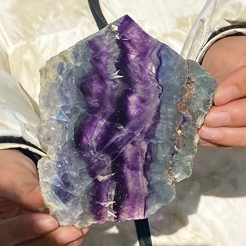 296G Natural and beautiful colored fluorite slice quartz crystal mineral sample - Picture 12 of 12