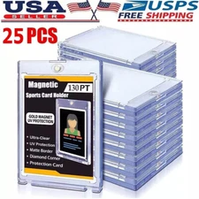 25Pcs Magnetic Trading Sport Card Holder 130PT One-Touch UV Protection Card Case
