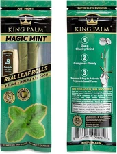 King Palm | Slim Size | Magic Mint | Organic Prerolled Palm Leafs | 2 Rolls
