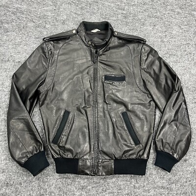 ジャケット・アウター Leather Jacket 00s Vintage 00s Mens Smooth Black Leather Jacket – S/M → Hotbox