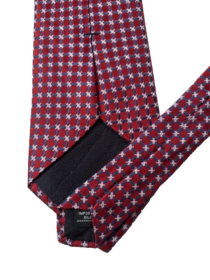 Jones New York 100% 真丝男式领带银色方格勃艮第提花 61x3 6/8 — 第 4/4 张图片