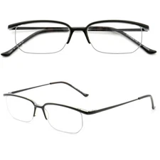 Men Semi Rimless Eyeglasses Frames Women TR Rectangular Half Rim Light Glasses