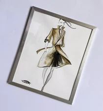 Original painting Fashion Illustration ,signed ,framed