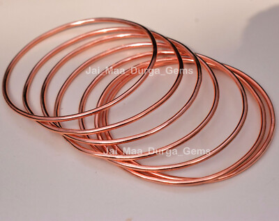 Round Wire Bangle Pcs Set Lot in Copper Brass & Silver Micro Women Bracelets P70