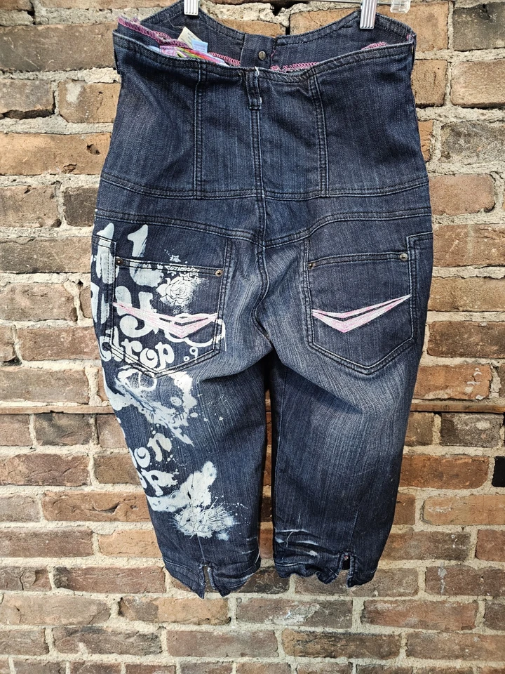 Pantalones Cortos De Colección Y2K Azzure Pop Star Azul Denim Cintura Alta Para Mujer XL 34" Cintura Foto 2 de 4