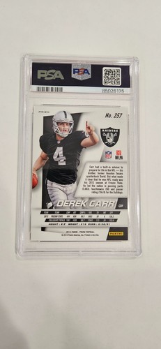 2014 Panini Prism Derek Carr Rookie red/gold Refractor PSA 9 - Picture 2 of 2