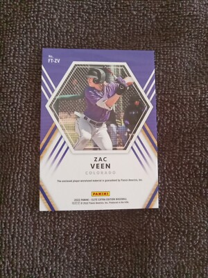 2022 Panini EEE Future Threads Zac Veen Colorado Rockies Relic FT