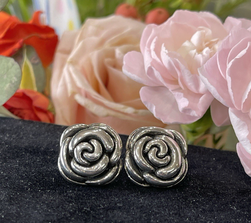 Sterling Silver Rose Bud earrings - Picture 9 of 16