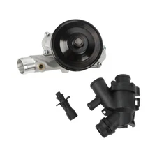 Water Pump w/ Oil Cooler Connector / Thermostat Kit For Land Rover LR4
