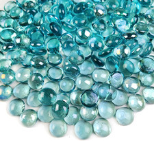 5 LB Aqua Blue Glass Gems Flat Marbles Gemstones for Vase Fillers,Floral,Aqua...