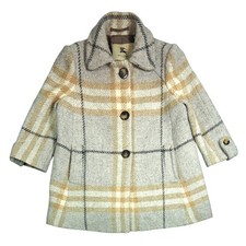 Burberry Womens Wool Plaid Coat Beige & Gray ...