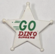 Vintage Sinclair Gas Oil Go Dino Supreme Advertising Plastic Star pinback badge