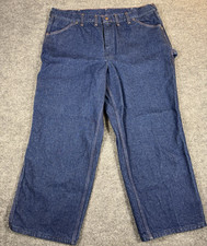 Vtg 1970s JC Penneys Big Mac Carpenter Jeans Orange Stitch 44x30 42x29