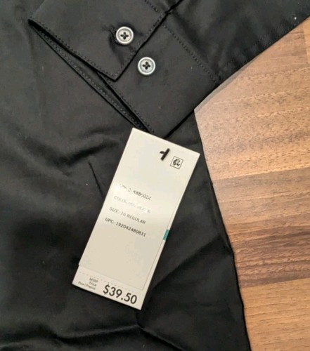 Calvin Klein Boys Slim Fit Stretch Black Button Down Long Sleeve Shirt 16 NEW - Picture 6 of 10