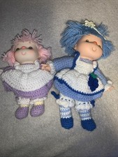 1980s handmade crochet Strawberry Shortcake style dolls