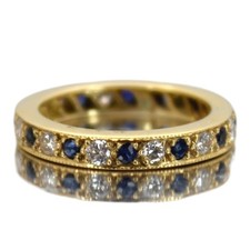 Gold Eternity Ring Sapphire Diamond 18ct Yellow 0.60ct 0.36ct Full Band Size J