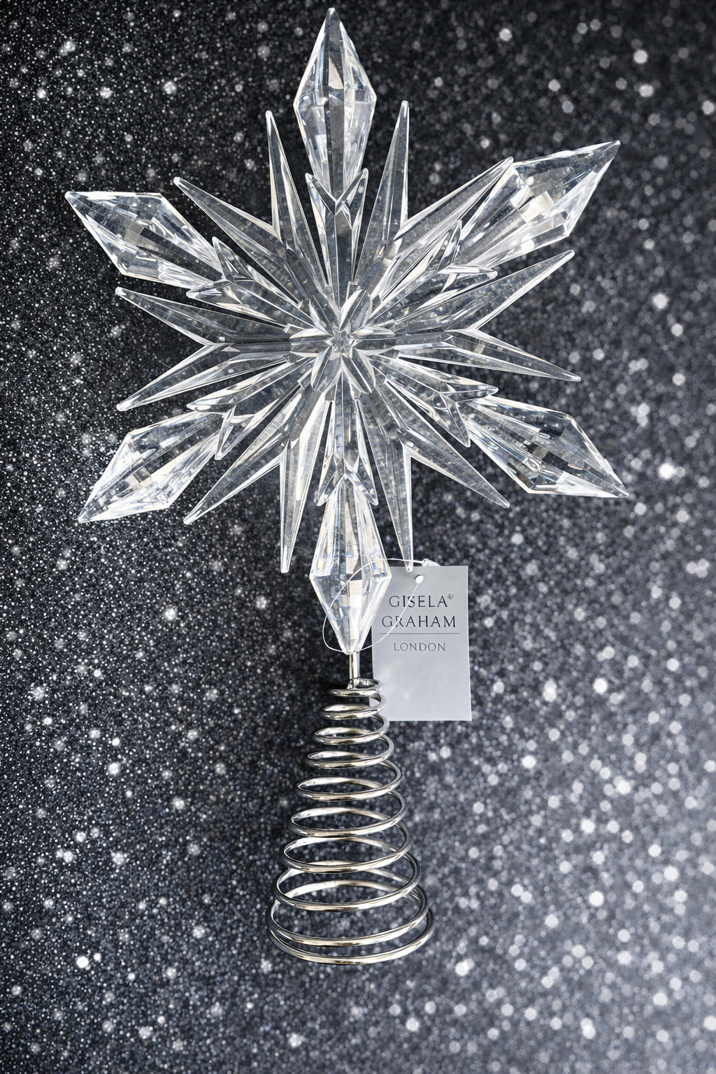 Gisela Graham 33cm Clear Star Christmas Tree Topper – Acrylic Faceted Design-New