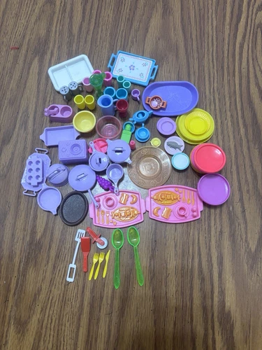 Vintage Lot Barbie Kitchen Dishes Plates Cups Accessories Airline Trays