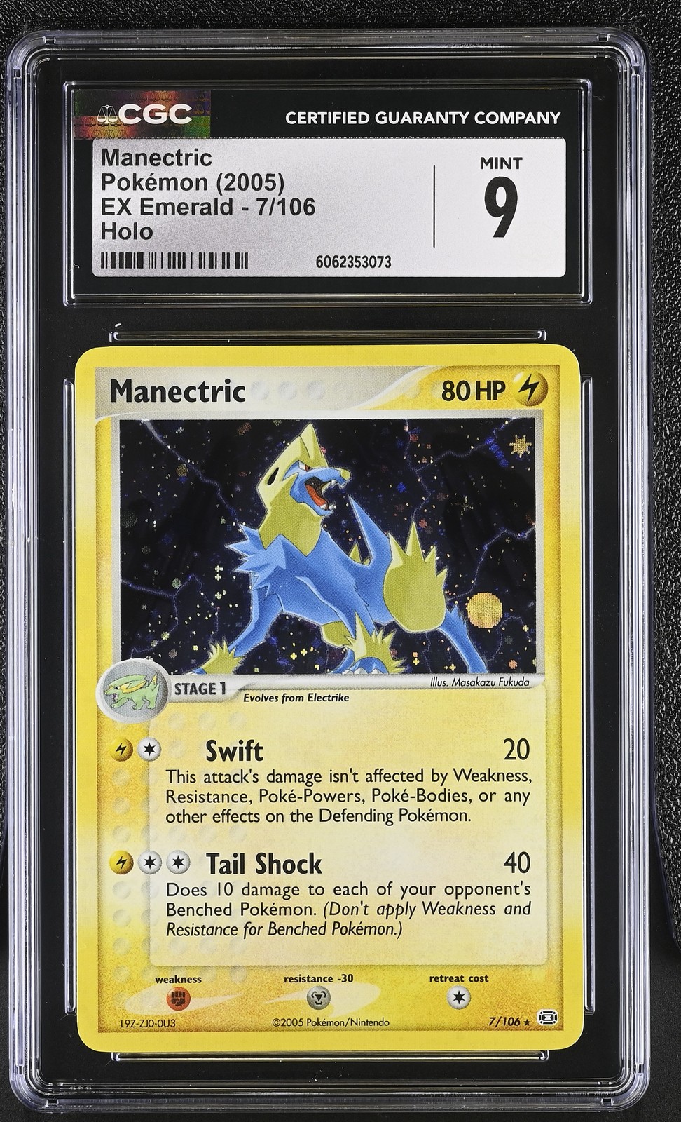CGC 9 MINT Manectric 2005 EX Emerald 7/106 Holo Pokemon Card