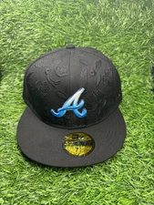Atlanta Braves Floral Embroidered New Era Blue And Black Accents Size 7 1/2