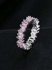 Pink Rectangular Cubic Zirconia Stackable Ring Size 6 7 8 9 10