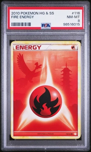 PSA 8 Pokemon Fire Energy 116/123 Heartgold & Soulsilver card