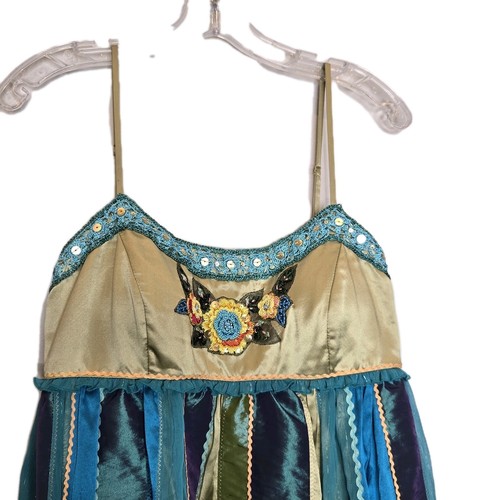 Sue Wong Vintage Silk Embroidered Sleeveless Multicolor Dress Size 14 - Picture 2 of 9
