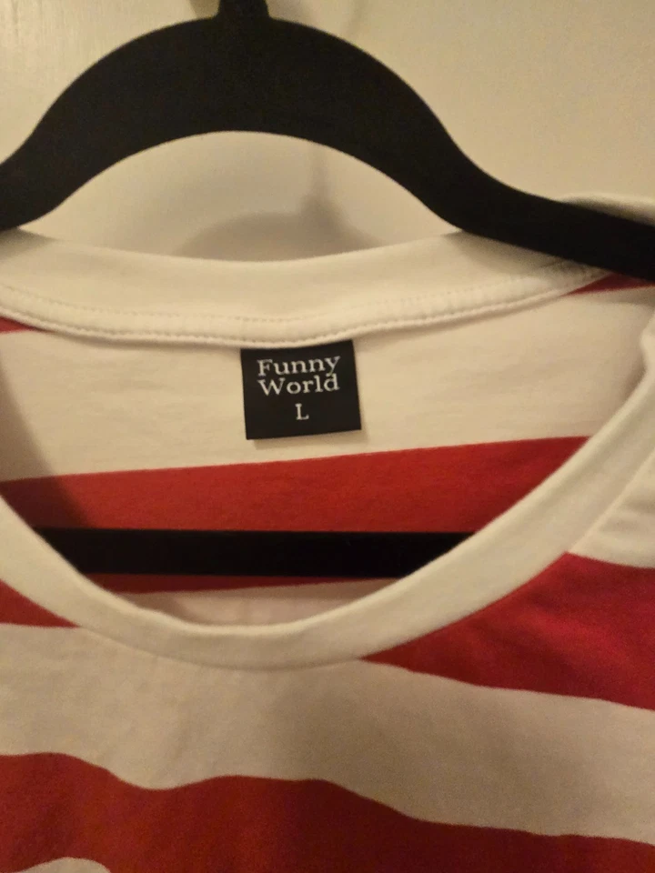 Where's Waldo Adulto Disfraz CAMISA GRANDE SOMBRERO Bufanda Halloween Juegos con disfraces Foto 3 de 4