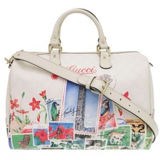 AUTHENTIC GUCCI 310085 2WAY TAIPEI Limited Edition 101 Duffle Bag White Leather