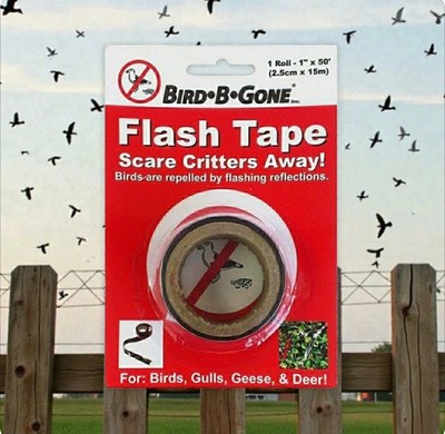 BIRD-B-GONE MYLAR FLASH TAPE scares critters away Birds Geese and gulls