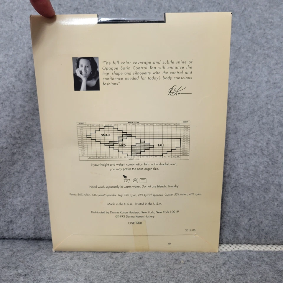 Donna Karan Opaque Satin Hosiery Womens Medium Black Control Top Style 270 NWT - Image 4 of 4