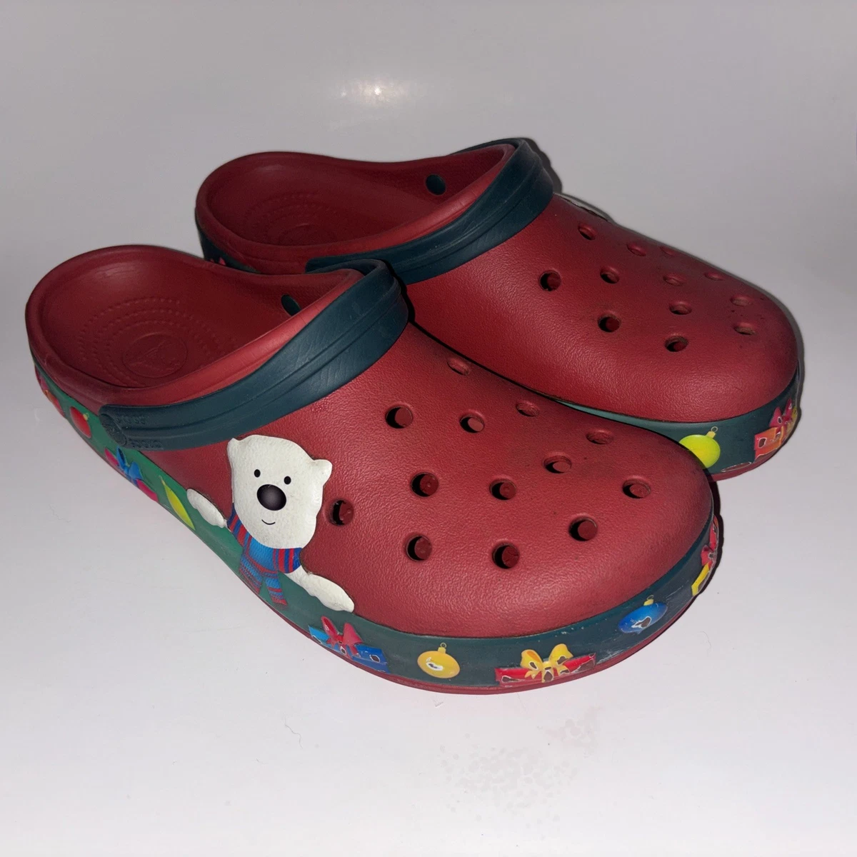 Crocs Crocband Christmas Light Up Clogs Red Polar Bear Holiday Shoes‎ M6 W8 Rhinestone Christmas Crocs, Red and Green Holiday Clogs - Etsy main image 4