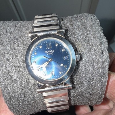 MOVADO VIZIO アナログ時計 Movado Vizio Blue Sunburst Dial Silver Metal Quartz Dress Watch