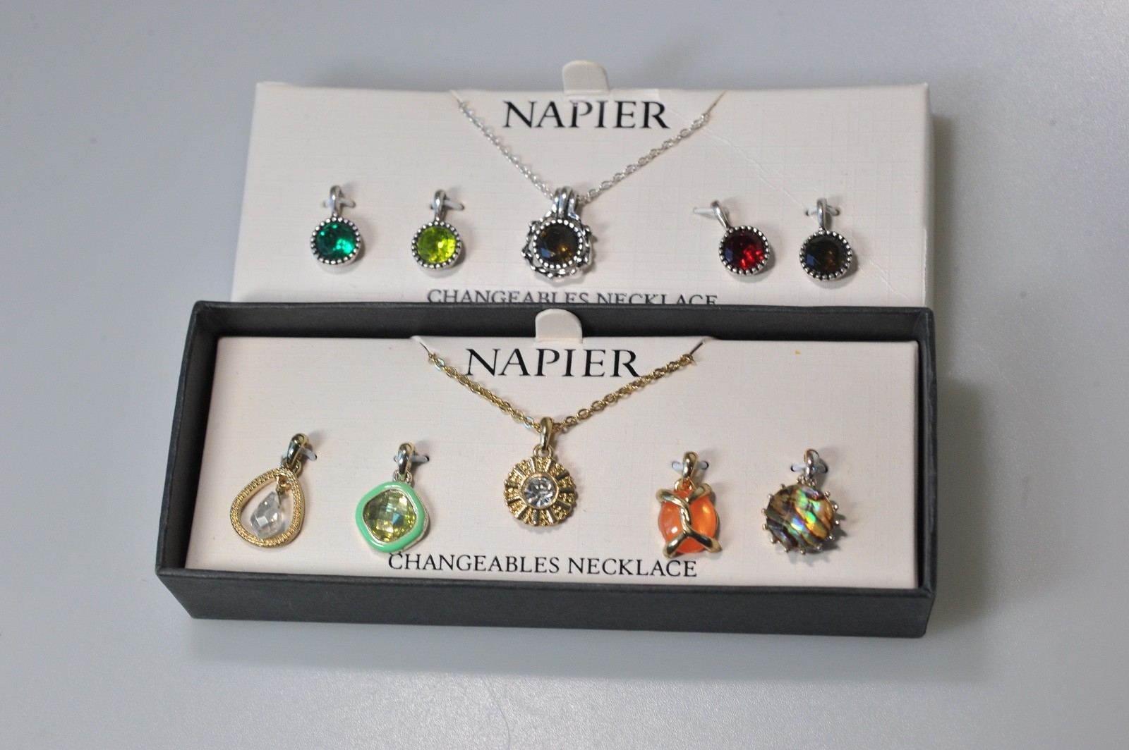 Napier Changeables Necklace  LOT  gold silver tone Pendants A