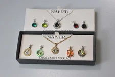 Napier Changeables Necklace  LOT  gold silver tone Pendants A
