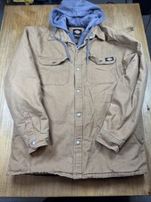Dickies Jacket Men's M Brown Canvas Workwear Hooded Quilt Lined Chore Coat