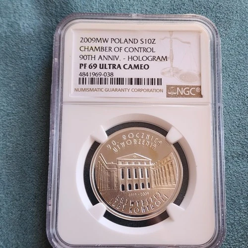 2009 Poland 10 Zlotych Silver Crown Hologram NGC PF69 Ultra Cameo