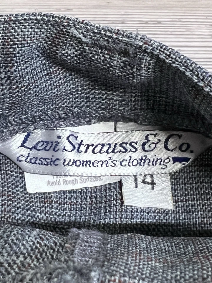 Vintage Women Plaid Office Pencil Skirt 80s Levi Strauss Pleated Talon Zip Sz 14 - Image 4 of 4