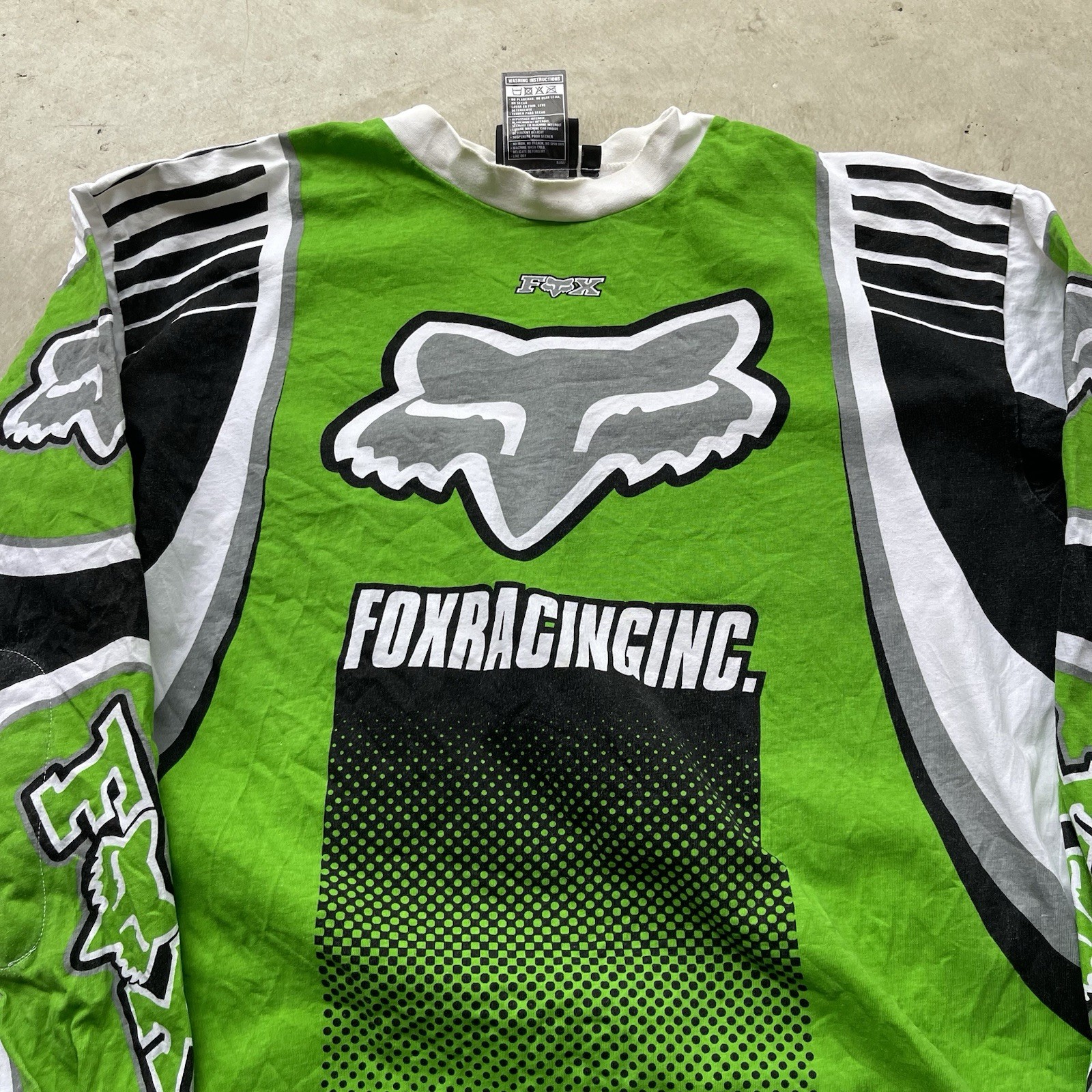 Vintage Fox Racing Motocross Moto Jersey FX Black Green Cotton Ricky M 90s Vtg image 2