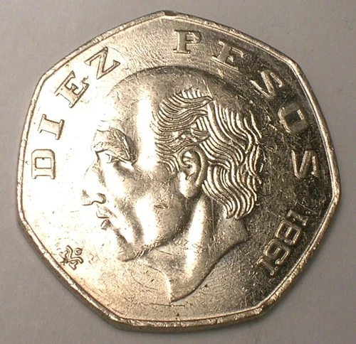 Photo of a 1981 Mexico 10 Pesos (1974-1990) from an eBay listing that sold on Jul 15, 2026