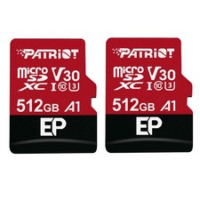 Patriot EP Series 512GB Micro SDXC V30 A1 UHS-I U3 4K UHD Memory Card 2 Pack ...