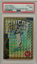CLINT CAPELA 2025-26 TOPPS FINEST AUTO /50 FINEST GOLD GEOMETRIC REFRACTOR PSA 9